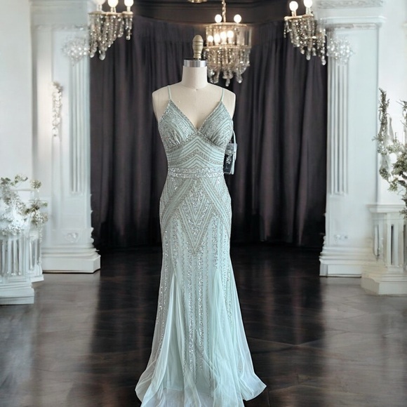 Jump Light Blue Beaded Prom Dress - Picture 1 of 8
